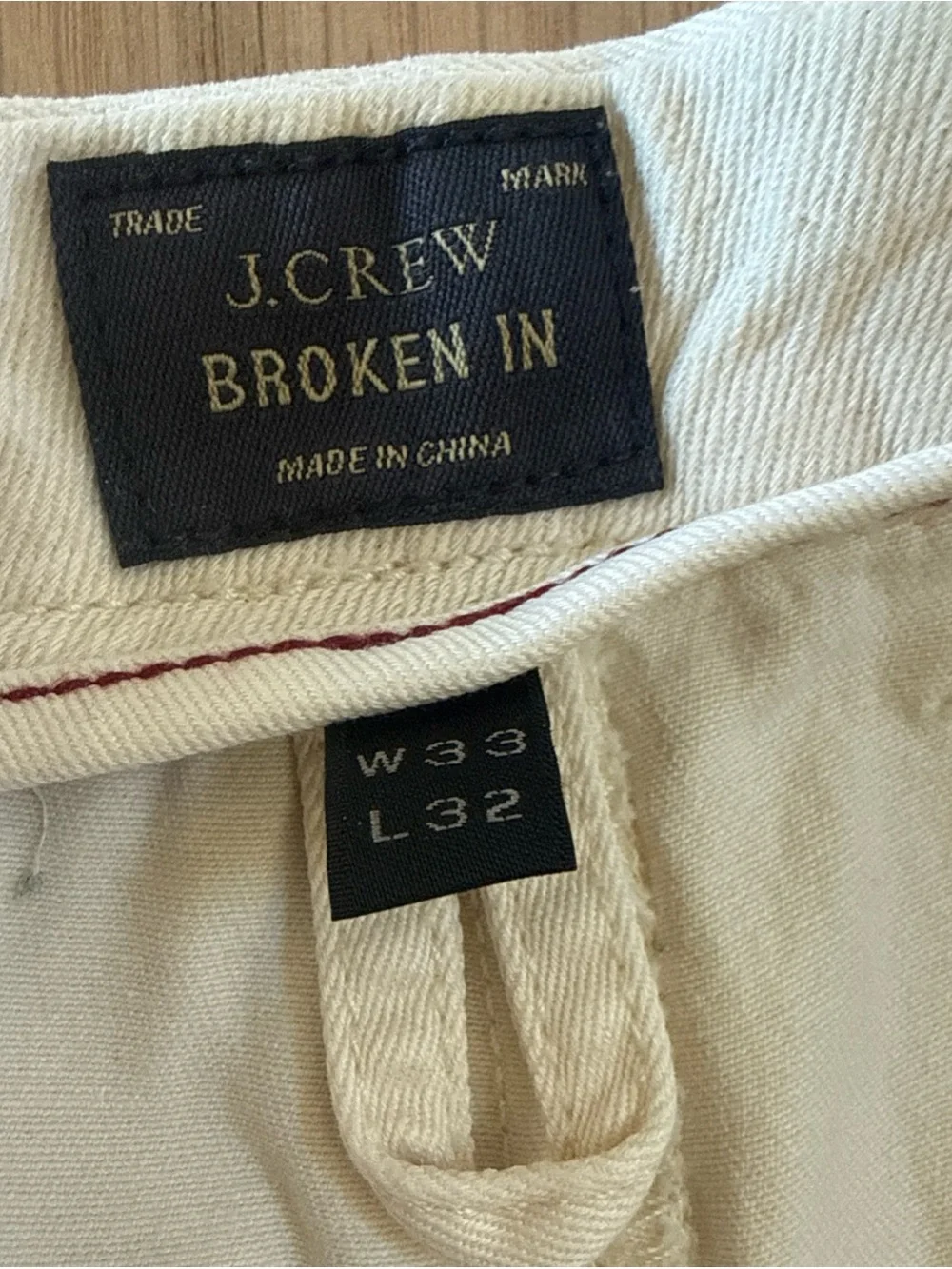 J.Crew Pants Men 33x32 Cream Broken In Fit Chino Casual Cotton Faded Preppy